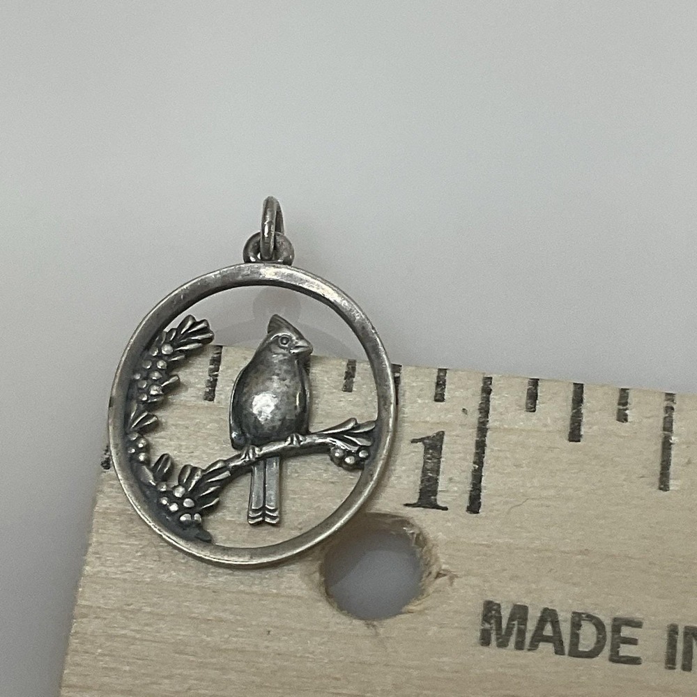 James Avery Bird Charm Sterling Silver Retired Songbird Branch Pendant 1" - Picture 7 of 7